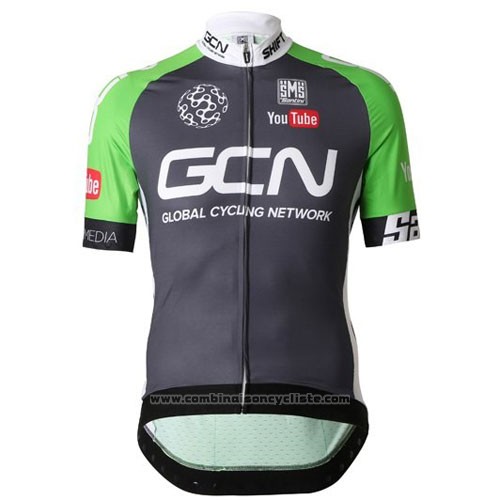 2016 Maillot Cyclisme GCN Gris et Vert Manches Courtes et Cuissard