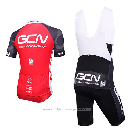 2016 Maillot Cyclisme Global Cycling Network Gris et Rouge Manches Courtes et Cuissard