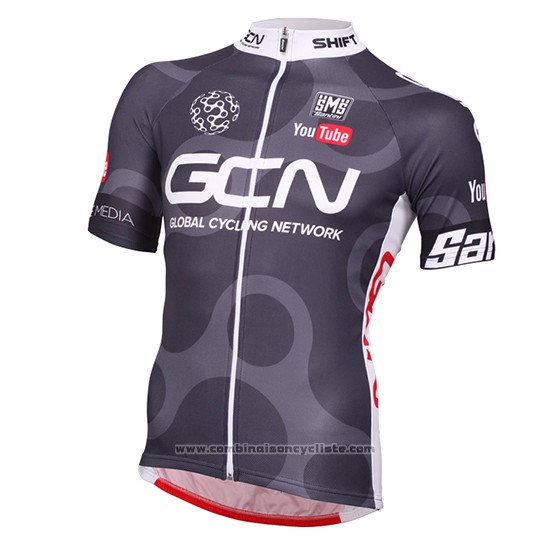 2016 Maillot Cyclisme Global Cycling Network Gris et Rouge Manches Courtes et Cuissard