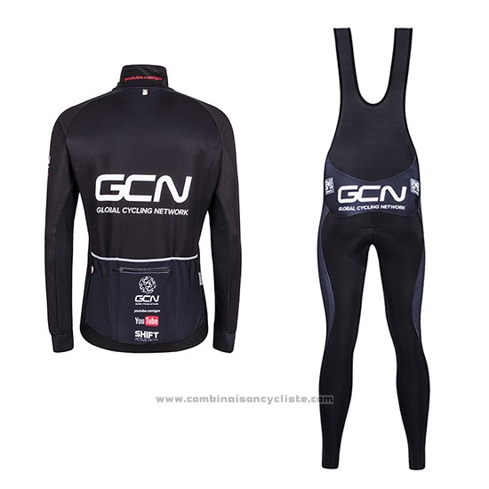 2016 Maillot Cyclisme Global Cycling Network Noir Manches Longues et Cuissard