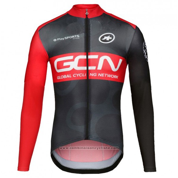 2017 Maillot Cyclisme GCN Noir et Rouge Manches Longues et Cuissard