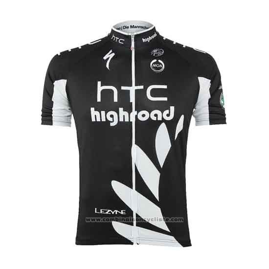 2011 Maillot Cyclisme HTC Highroad Noir et Blanc Manches Courtes et Cuissard