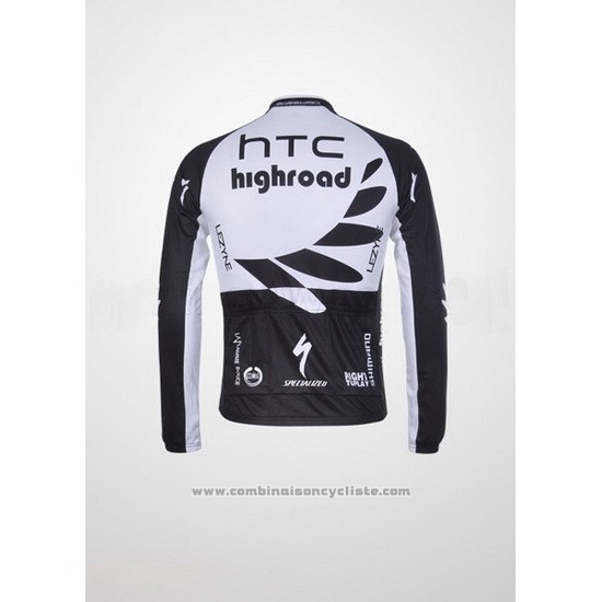 2011 Maillot Cyclisme HTC Highroad Noir et Blanc Manches Longues et Cuissard
