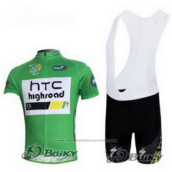 2011 Maillot Cyclisme HTC Highroad Vert et Blanc Manches Courtes et Cuissard