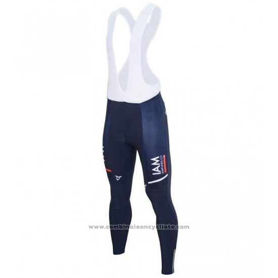 2016 Maillot Cyclisme IAM Blanc et Bleu Manches Longues et Cuissard