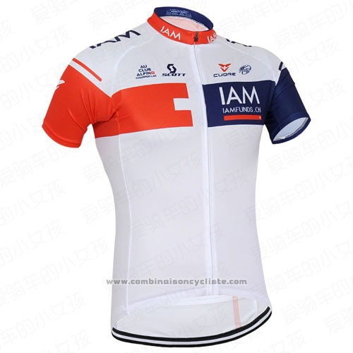 2016 Maillot Cyclisme IAM Rouge et Bleu Manches Courtes et Cuissard