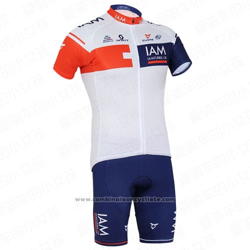 2016 Maillot Cyclisme IAM Rouge et Bleu Manches Courtes et Cuissard