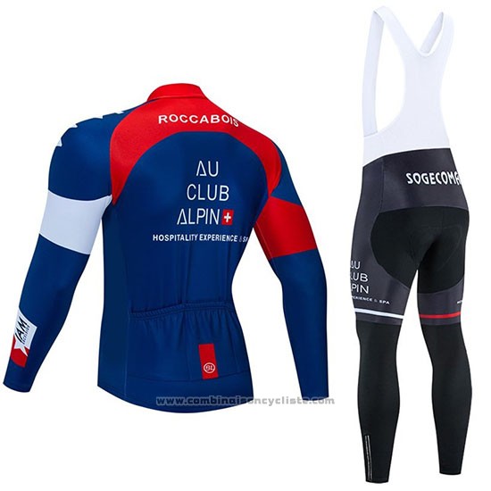2020 Maillot Cyclisme IAM Blanc Rouge Bleu Manches Longues et Cuissard