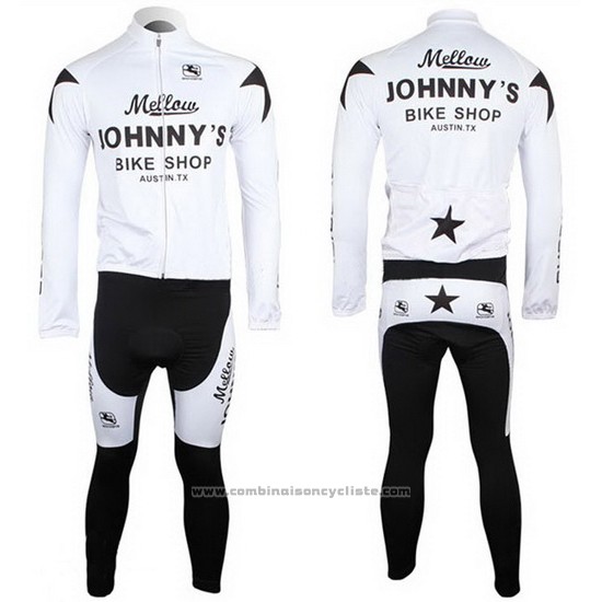 2010 Maillot Cyclisme Johnnys Noir et Blanc Manches Longues et Cuissard