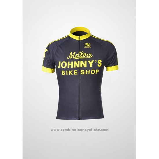 2010 Maillot Cyclisme Johnnys Noir et Jaune Manches Courtes et Cuissard