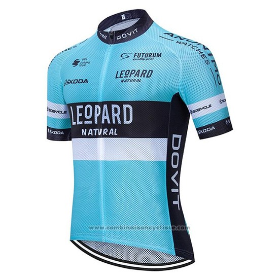 2020 Maillot Cyclisme Leopard Natural Bleu Noir Manches Courtes et Cuissard