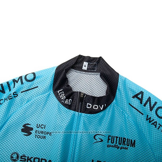 2020 Maillot Cyclisme Leopard Natural Bleu Noir Manches Courtes et Cuissard