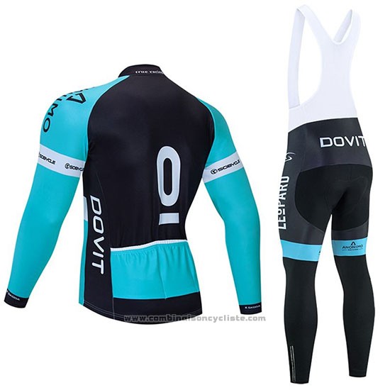 2020 Maillot Cyclisme Leopard Natural Bleu Noir Manches Longues et Cuissard