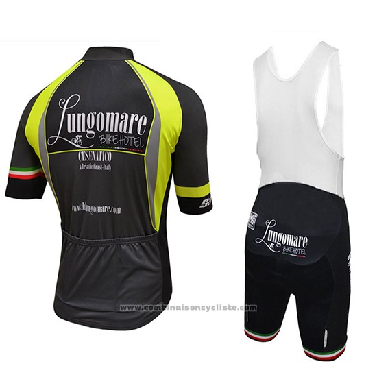 2018 Maillot Cyclisme Lungomare Noir et Jaune Manches Courtes et Cuissard