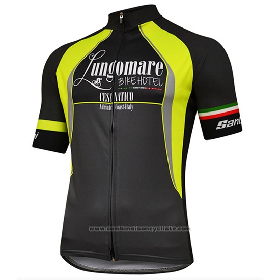 2018 Maillot Cyclisme Lungomare Noir et Jaune Manches Courtes et Cuissard
