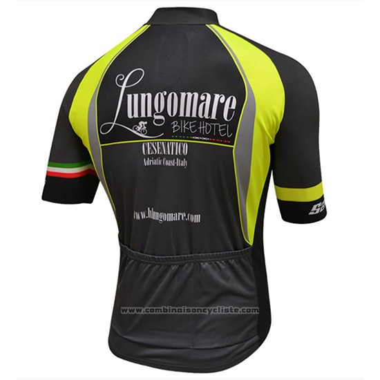 2018 Maillot Cyclisme Lungomare Noir et Jaune Manches Courtes et Cuissard