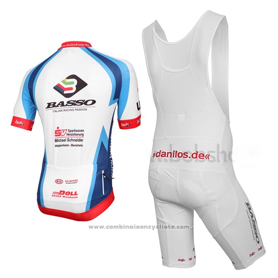 2015 Maillot Cyclisme MLP Team Bergstrasse Blanc et Bleu Manches Courtes et Cuissard