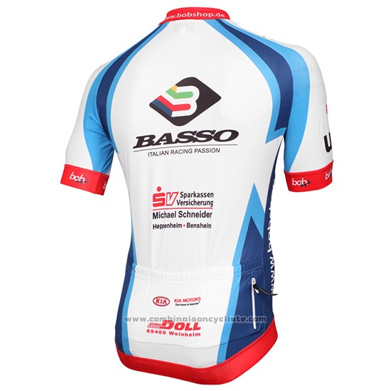 2015 Maillot Cyclisme MLP Team Bergstrasse Blanc et Bleu Manches Courtes et Cuissard