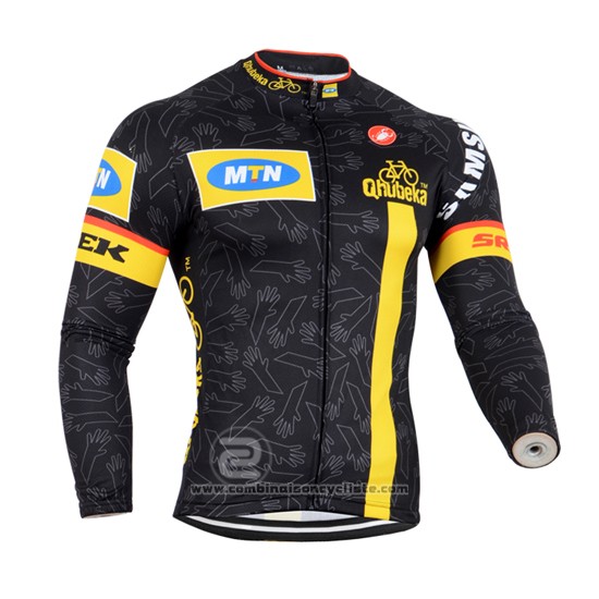 2014 Maillot Cyclisme MTN Noir et Jaune Manches Longues et Cuissard