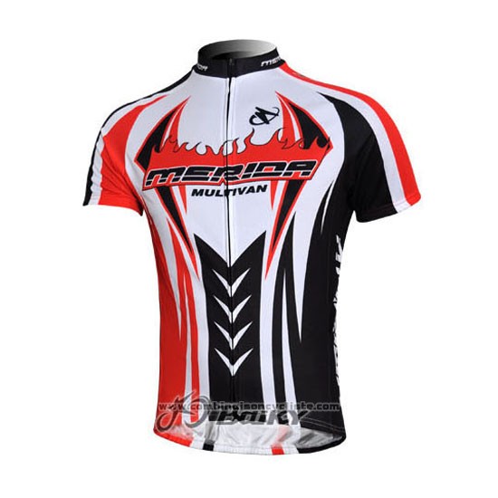 2011 Maillot Cyclisme Merida Noir et Rouge Manches Courtes et Cuissard