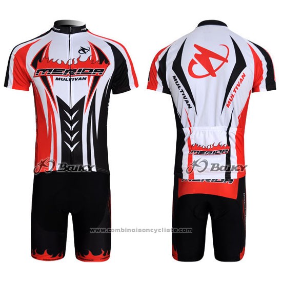 2011 Maillot Cyclisme Merida Noir et Rouge Manches Courtes et Cuissard
