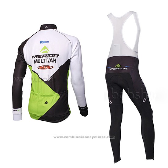 2014 Maillot Cyclisme Multivan Merida Vert et Blanc Manches Longues et Cuissard