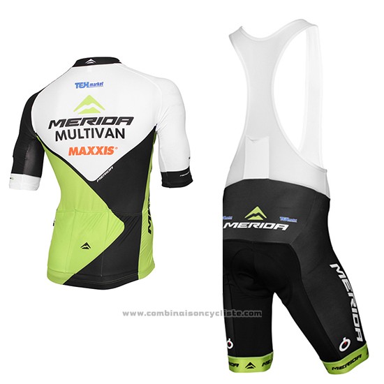 2016 Maillot Cyclisme Multivan Merida Vert et Blanc Manches Courtes et Cuissard