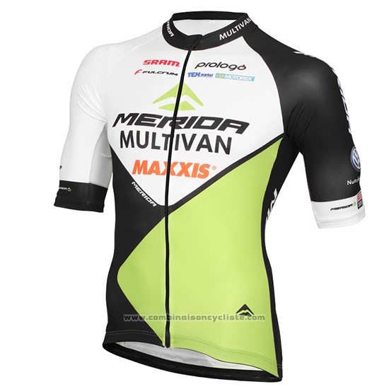2016 Maillot Cyclisme Multivan Merida Vert et Blanc Manches Courtes et Cuissard