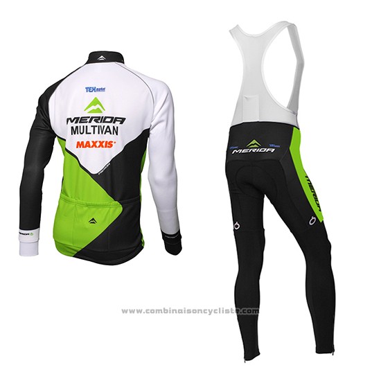 2016 Maillot Cyclisme Multivan Merida Vert et Blanc Manches Longues Cuissard