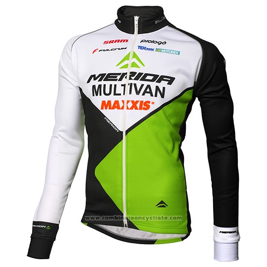 2016 Maillot Cyclisme Multivan Merida Vert et Blanc Manches Longues Cuissard