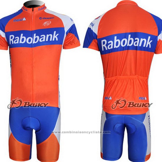 2011 Maillot Cyclisme Rabobank Bleu et Orange Manches Courtes et Cuissard