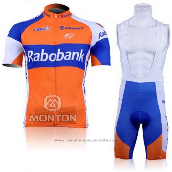 2011 Maillot Cyclisme Rabobank Bleu et Orange Manches Courtes et Cuissard