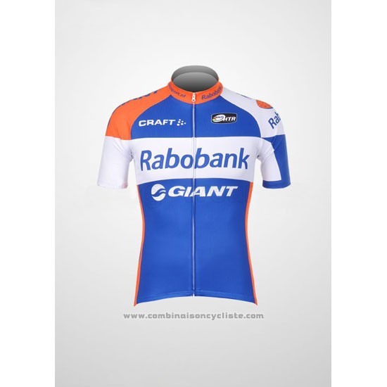 2012 Maillot Cyclisme Rabobank Bleu et Blanc Manches Courtes et Cuissard