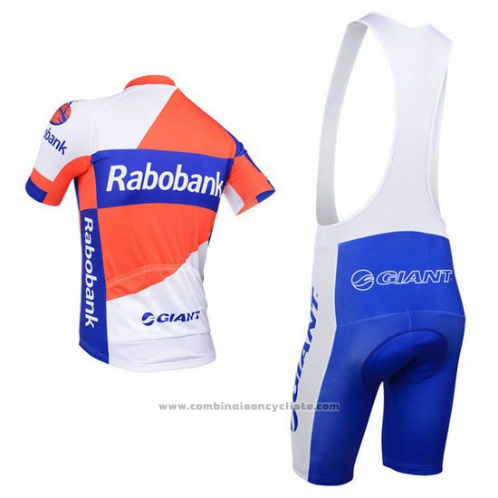2013 Maillot Cyclisme Rabobank Bleu et Blanc Manches Courtes et Cuissard