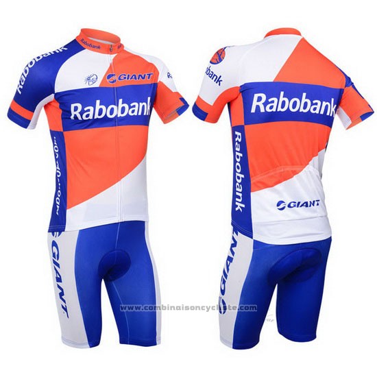2013 Maillot Cyclisme Rabobank Bleu et Blanc Manches Courtes et Cuissard