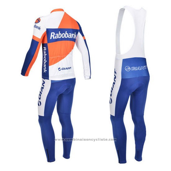 2013 Maillot Cyclisme Rabobank Bleu et Blanc Manches Longues et Cuissard