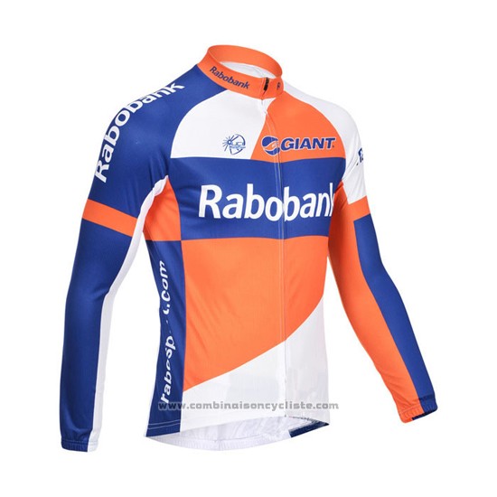2013 Maillot Cyclisme Rabobank Bleu et Blanc Manches Longues et Cuissard