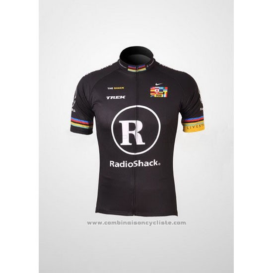 2010 Maillot Cyclisme Radioshack Noir et Jaune Manches Courtes et Cuissard