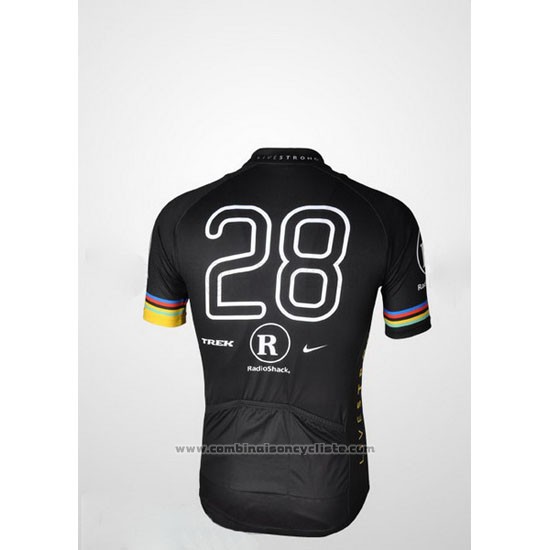 2010 Maillot Cyclisme Radioshack Noir et Jaune Manches Courtes et Cuissard