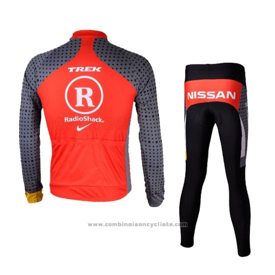2010 Maillot Cyclisme Radioshack Orange et Gris Manches Longues et Cuissard Pantaloni