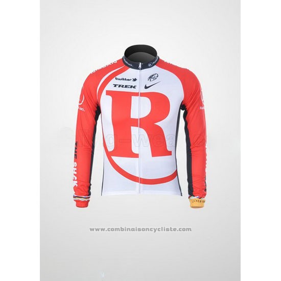 2011 Maillot Cyclisme Radioshack Blanc et Rouge Manches Longues et Cuissard