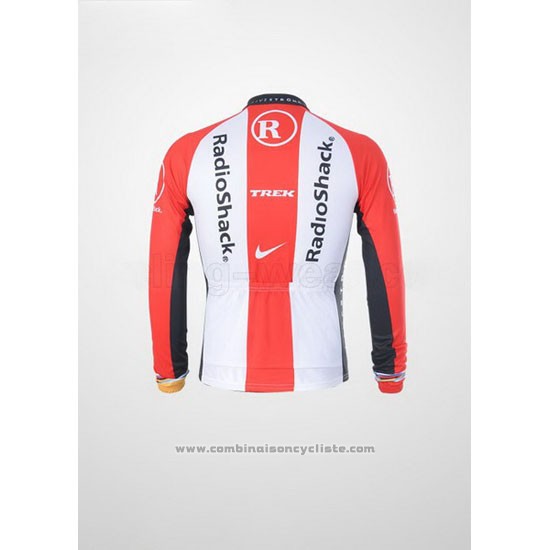 2011 Maillot Cyclisme Radioshack Blanc et Rouge Manches Longues et Cuissard