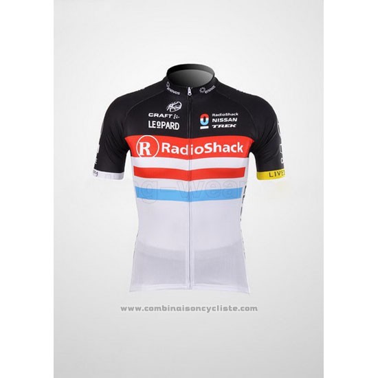 2012 Maillot Cyclisme Radioshack Noir et Blanc Manches Courtes et Cuissard