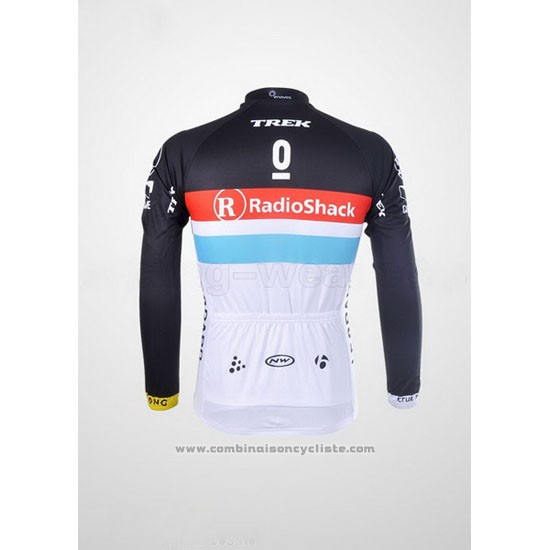 2012 Maillot Cyclisme Radioshack Noir et Blanc Manches Longues et Cuissard