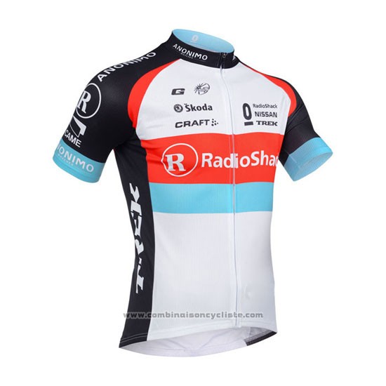 2013 Maillot Cyclisme Radioshack Blanc et Noir Manches Courtes et Cuissard