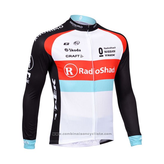 2013 Maillot Cyclisme Radioshack Blanc et Noir Manches Longues et Cuissard
