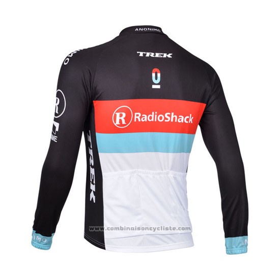 2013 Maillot Cyclisme Radioshack Blanc et Noir Manches Longues et Cuissard