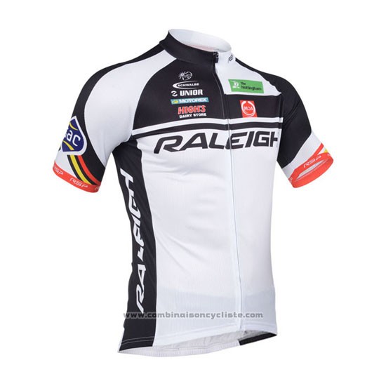 2013 Maillot Cyclisme Raleigh Blanc et Noir Manches Courtes et Cuissard