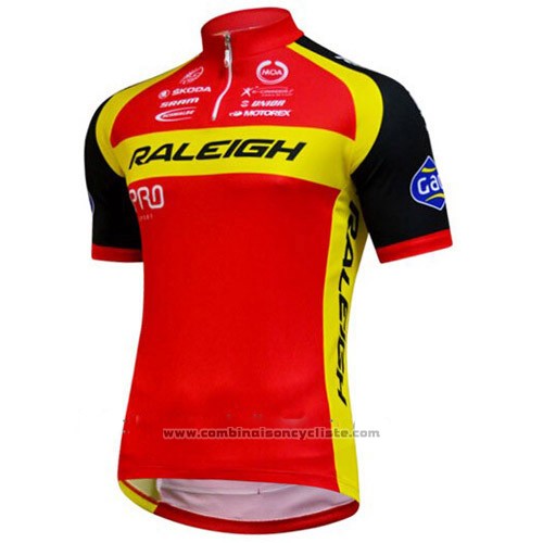 2014 Maillot Cyclisme Raleigh Noir et Rouge Manches Courtes et Cuissard
