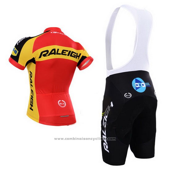 2014 Maillot Cyclisme Raleigh Noir et Rouge Manches Courtes et Cuissard
